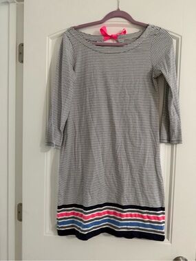 Lilly Pulitzer Navy & White Striped Knit Dress with Pink & Blue Trim